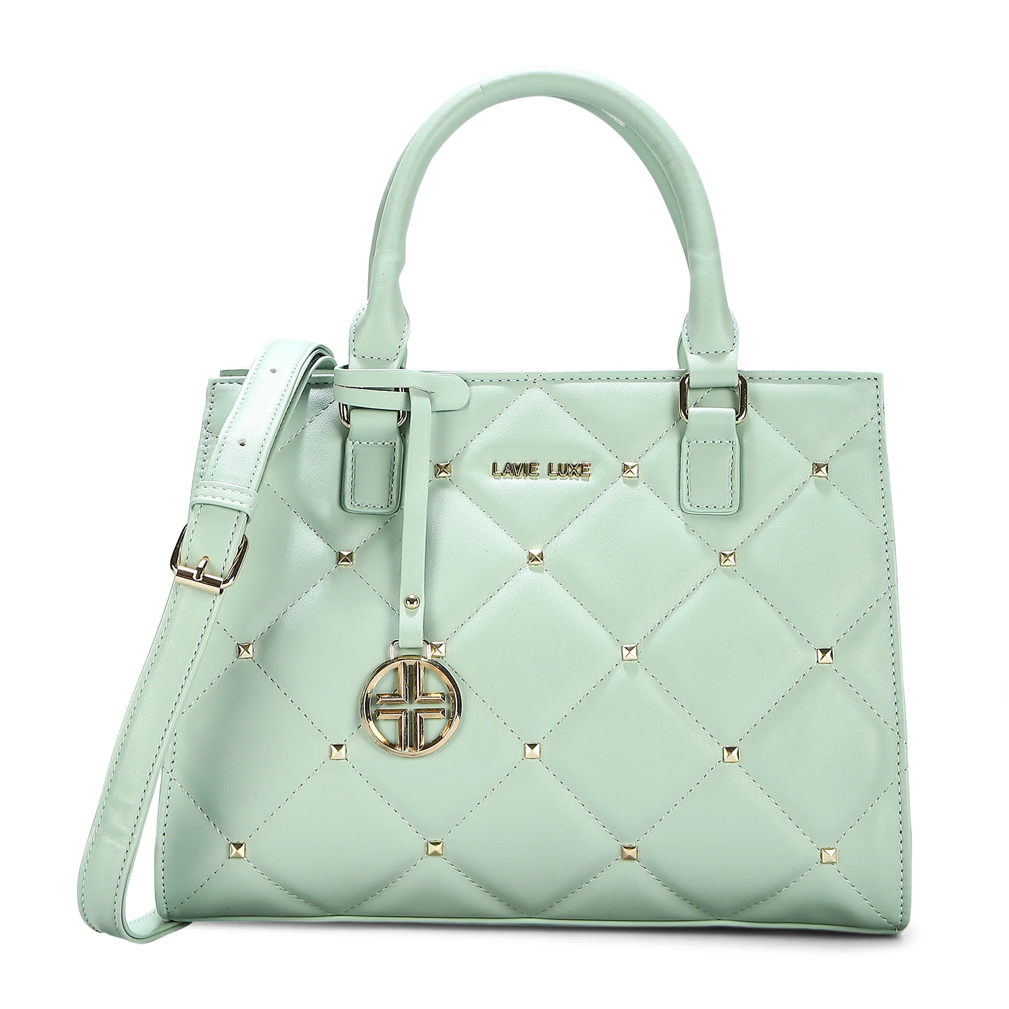 Lavie Luxe Stud Shelly Medium Satchel Handbag Mint